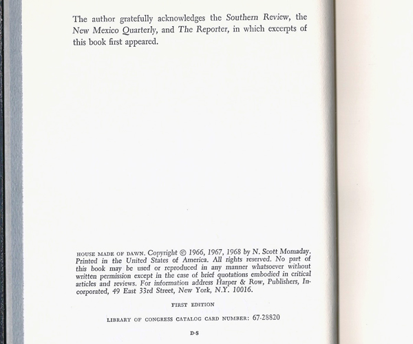 US first printing copyright page